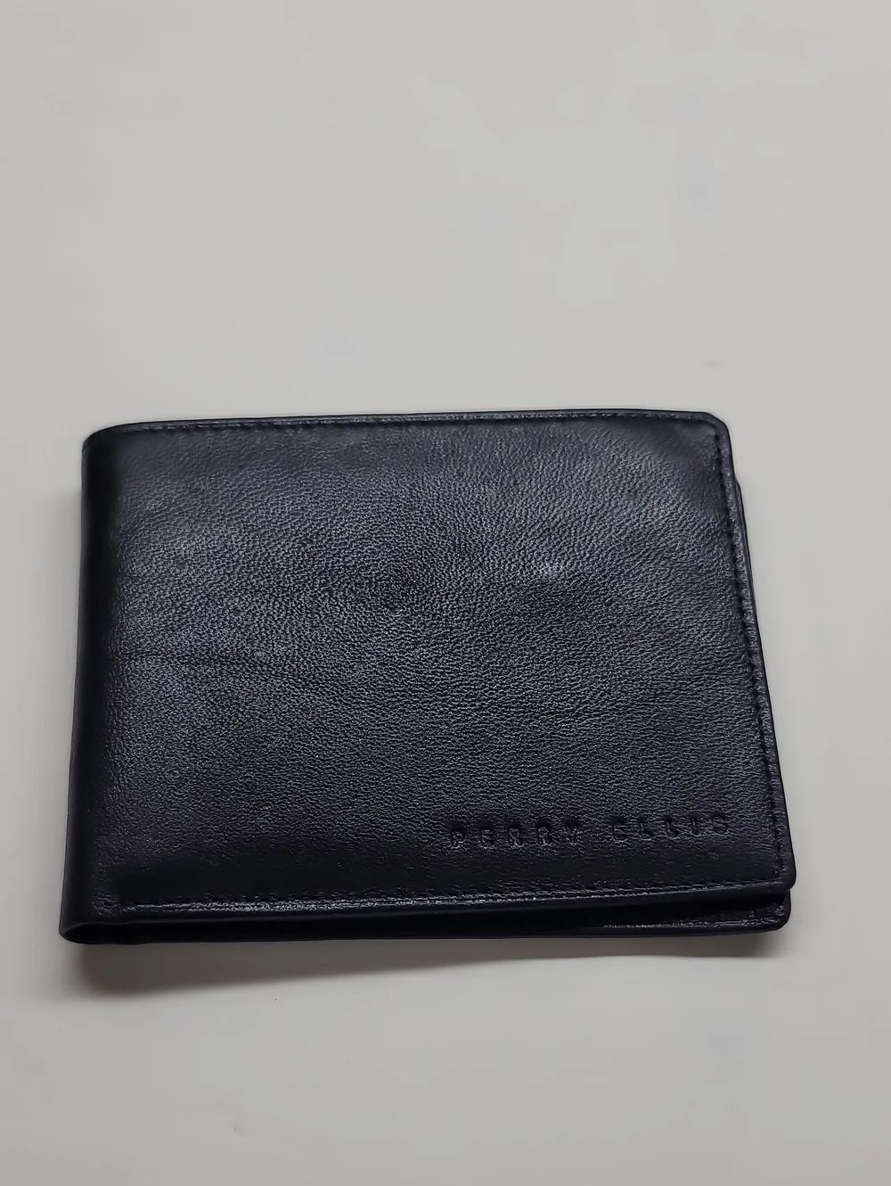 Perry Ellis Black Leather Slim Bi-Fold Wallet